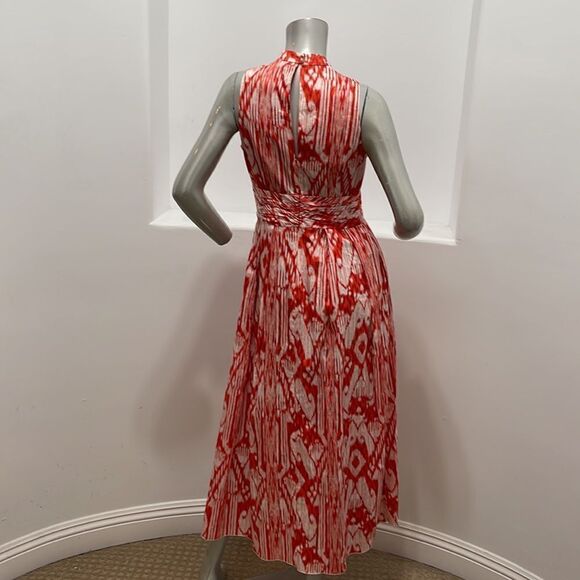 Ellen Tracy Sleeveless  Printed Maxi Dress Orange White Size 4 - Picture 11 of 13